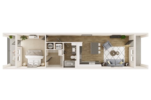 Floor plan for 1 bed, 1 bath, 809 sqft